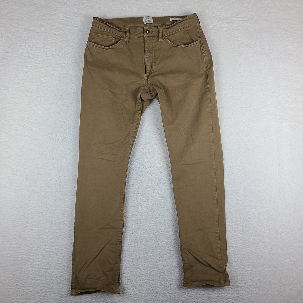 Flint And Tinder Pants Mens 32x32 Tan Brown Slim Fit Chino Khakis‎